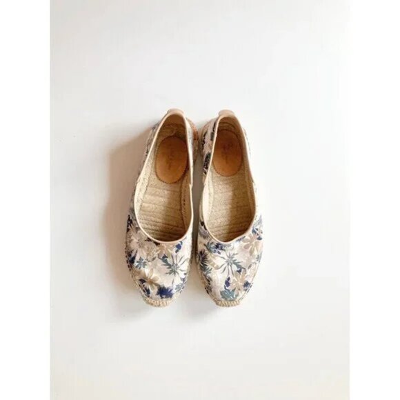 RAG & BONE Georgie Floral Canvas Leather Flat Slip On Espadrille Flats, Size 37 - Picture 2 of 14